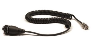 2-conductor coiled cable assembly with molded connector to BNC, 10 ft. R6WP-2-J88C-10